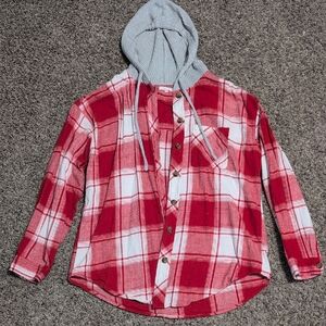 Red Plaid Kids Hoodie Shirt